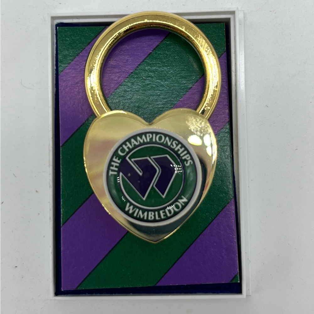 Wimbledon Gold Green Heart Keychain Championships Souvenir England